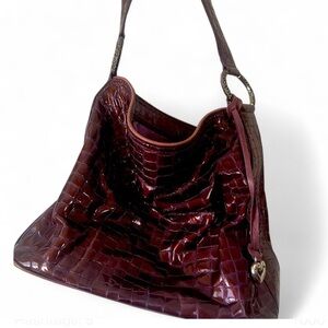 BRIGHTON CHER COLLECTION CHERIE GUAVABERRY PATENT LEATHER SHOULDER HANDBAG